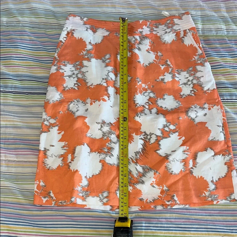 Chic Orange‎ and White Linen/Cotton Pencil Skirt 8